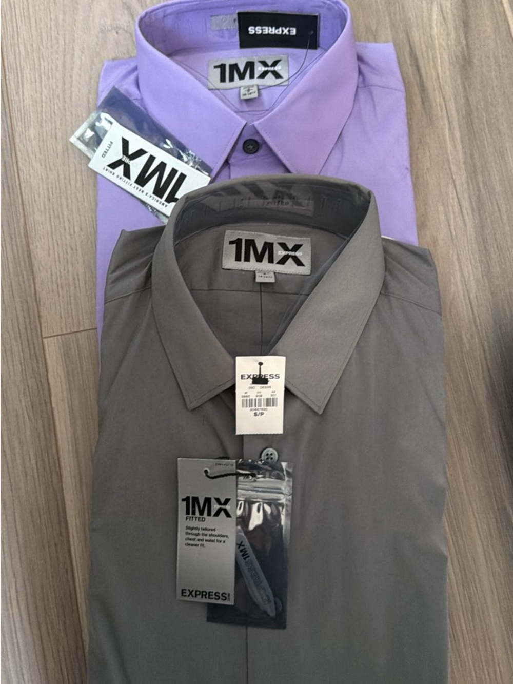 Express 1MX Men's Dress Shirts — Lilac and Gray
